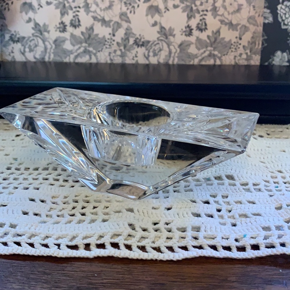 Vintage Crystal planar votive/tea light Candle holder